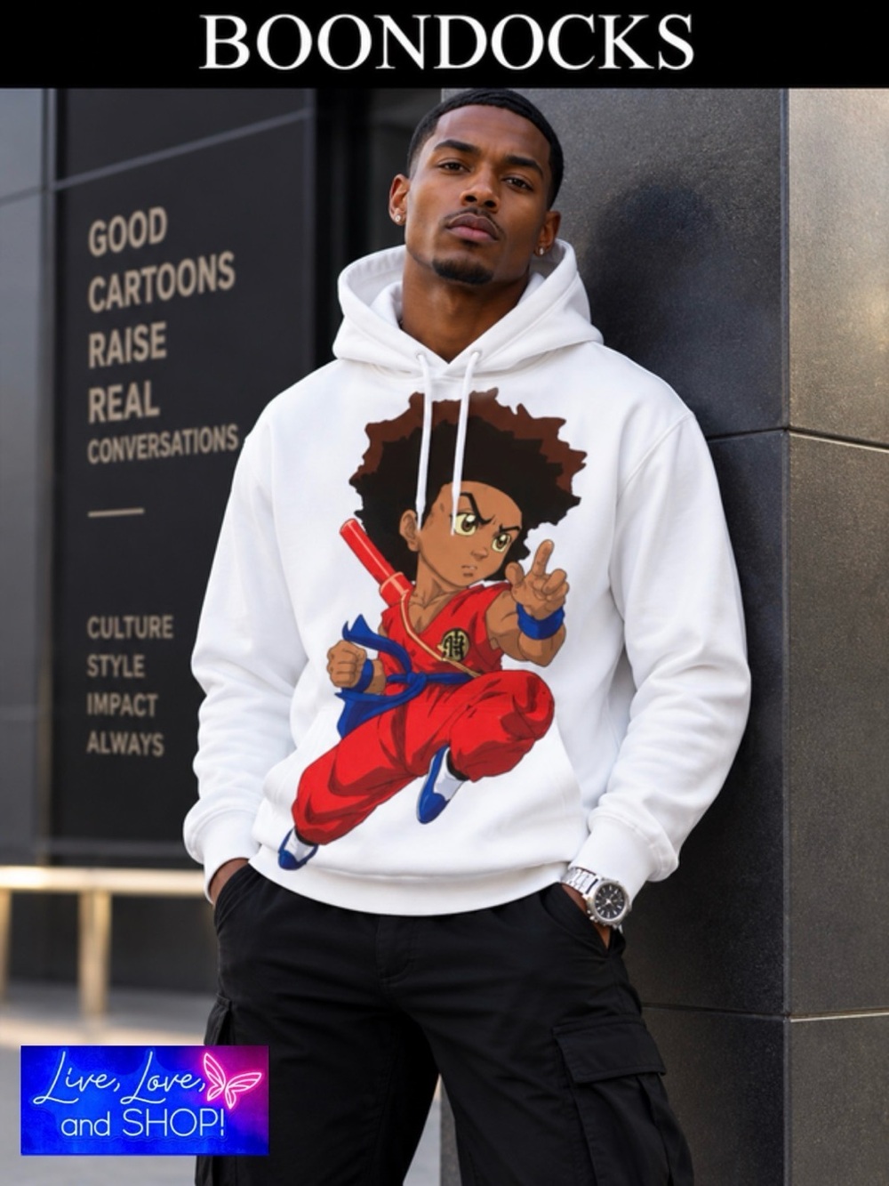 BOONDOCKS 3D Anime Polyester Hoodie. Unisex, NWOT